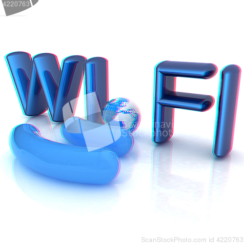 Image of WiFi symbol. 3d illustration. Anaglyph. View with red/cyan glass