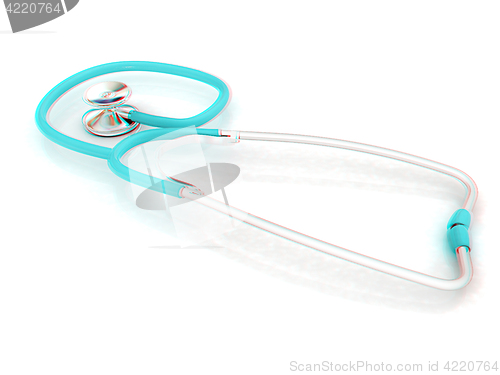 Image of stethoscope. 3d illustration. Anaglyph. View with red/cyan glass