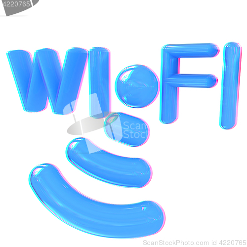 Image of WiFi symbol. 3d illustration. Anaglyph. View with red/cyan glass