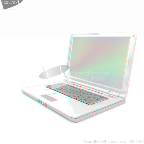 Image of Laptop computer. 3d render. Anaglyph. View with red/cyan glasses