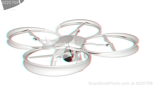 Image of Drone, quadrocopter, with photo camera flying. 3d render. Anagly