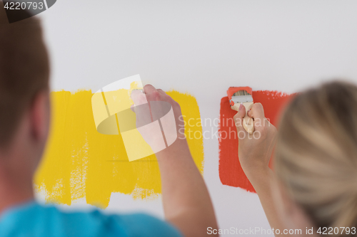 Image of couple painting interior wall