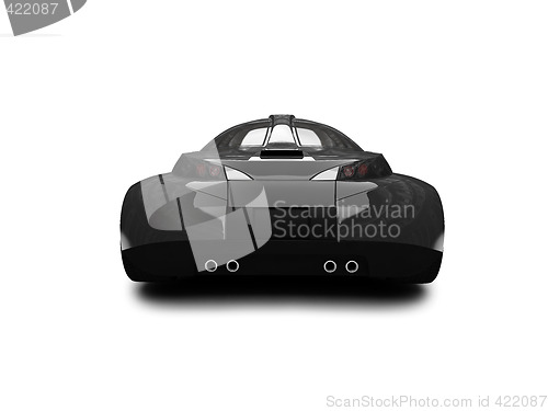 Image of isolated black super car back view 02