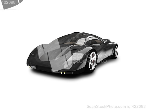 Image of isolated black super car front view 01