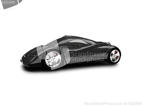Image of isolated black super car front view 02