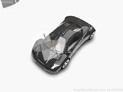 Image of isolated black super car top view 02