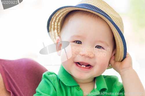 Image of Portrait of A Happy Mixed Race Chinese and Caucasian Baby Boy We