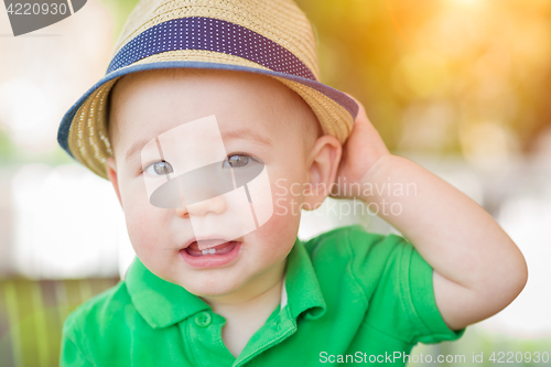 Image of Portrait of A Happy Mixed Race Chinese and Caucasian Baby Boy We