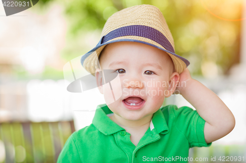 Image of Portrait of A Happy Mixed Race Chinese and Caucasian Baby Boy We