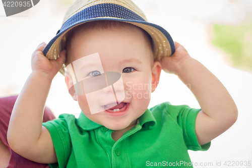 Image of Portrait of A Happy Mixed Race Chinese and Caucasian Baby Boy We