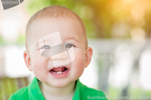 Image of Portrait of A Happy Mixed Race Chinese and Caucasian Baby Boy