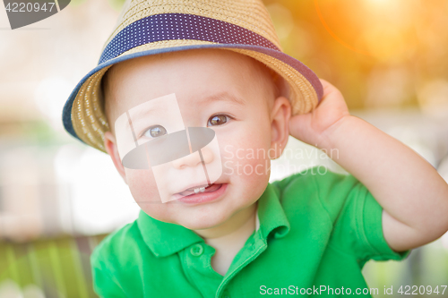 Image of Portrait of A Happy Mixed Race Chinese and Caucasian Baby Boy We