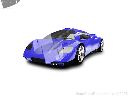 Image of isolated blue super car front view