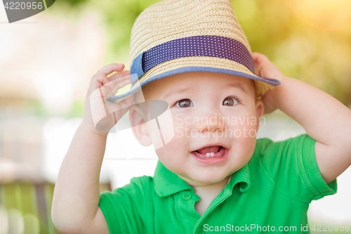 Image of Portrait of A Happy Mixed Race Chinese and Caucasian Baby Boy We