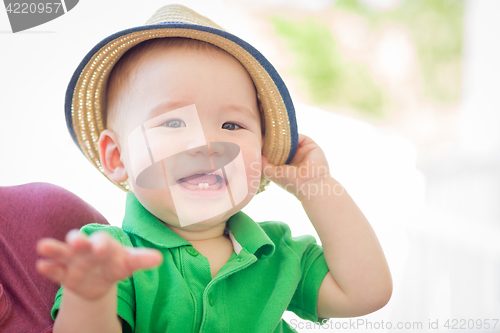Image of Portrait of A Happy Mixed Race Chinese and Caucasian Baby Boy We