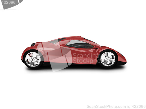 Image of isolated red super car side view