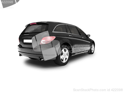 Image of isolated black car back view