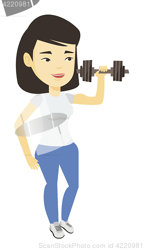 Image of Woman lifting dumbbell vector illustration.