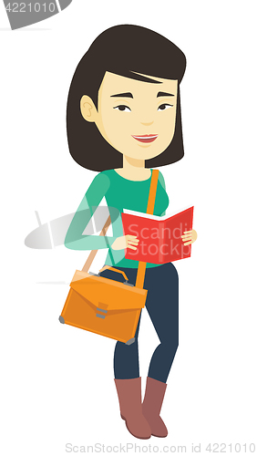 Image of Student reading book vector illustration.