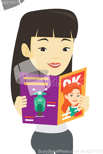 Image of Woman reading magazine vector illustration.