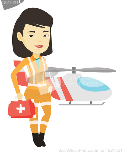 Image of Doctor of air ambulance vector illustration.