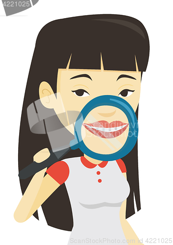 Image of Woman brushing her teeth vector illustration.