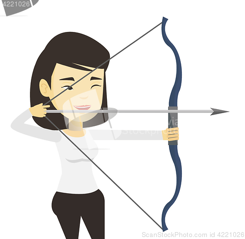 Image of Archer training with the bow vector illustration.