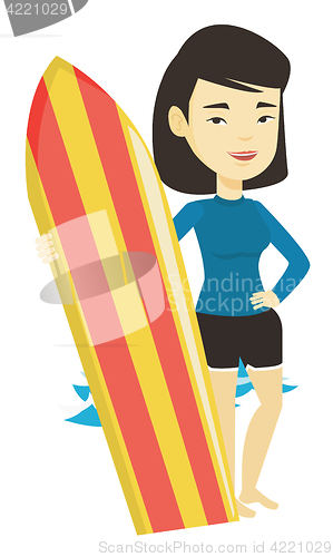 Image of Surfer holding surfboard vector illustration.
