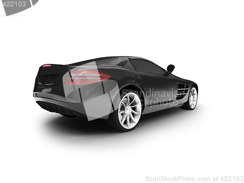 Image of isolated black super car back view