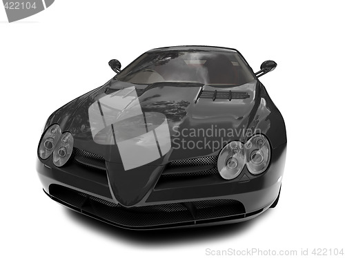 Image of isolated black super car front view 01