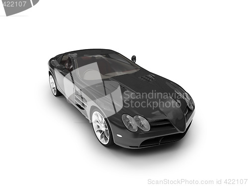 Image of isolated black super car front view 03