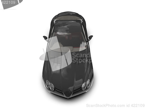 Image of isolated black super car top view