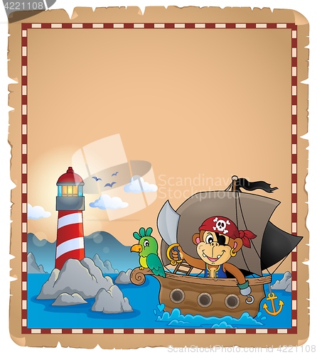 Image of Parchment with pirate monkey on boat