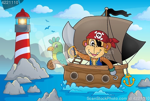 Image of Boat with pirate monkey theme 2