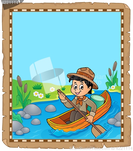 Image of Parchment with water scout boy