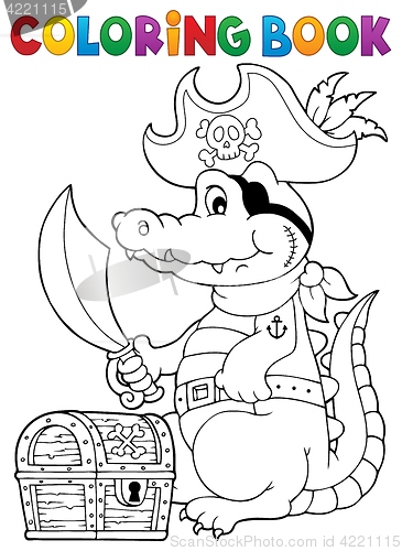 Image of Coloring book pirate crocodile