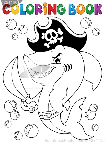 Image of Coloring book pirate shark topic 1