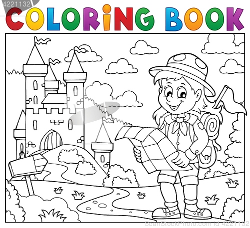 Image of Coloring book scout girl theme 3