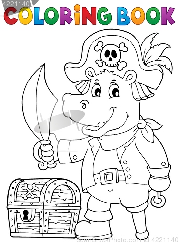 Image of Coloring book pirate hippo image 1