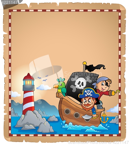 Image of Parchment with pirate boat theme 1