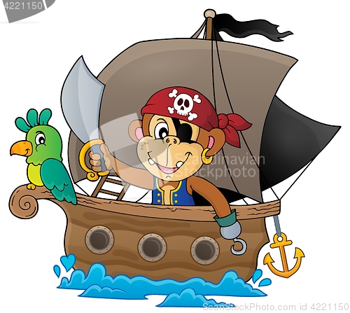 Image of Boat with pirate monkey theme 1