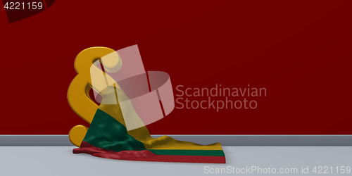 Image of paragraph symbol and flag of Lithuania - 3d rendering