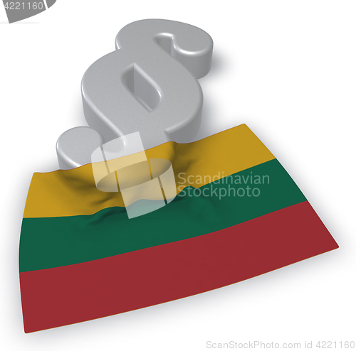 Image of paragraph symbol and flag of Lithuania - 3d rendering