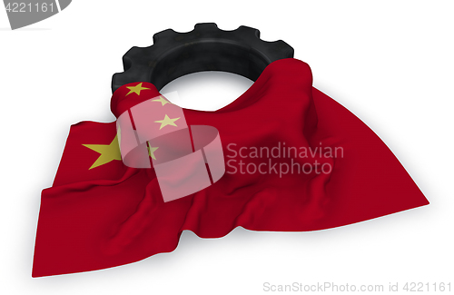 Image of gear wheel and flag of china - 3d rendering