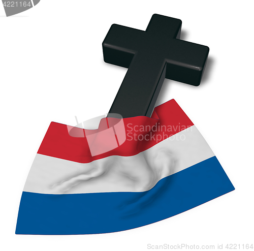 Image of christian cross and flag of the netherlands - 3d rendering