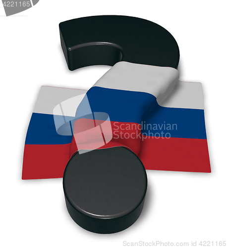 Image of question mark and flag of russia - 3d illustration