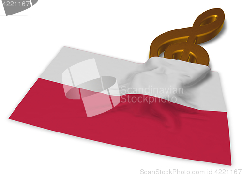 Image of clef symbol and polish flag - 3d rendering