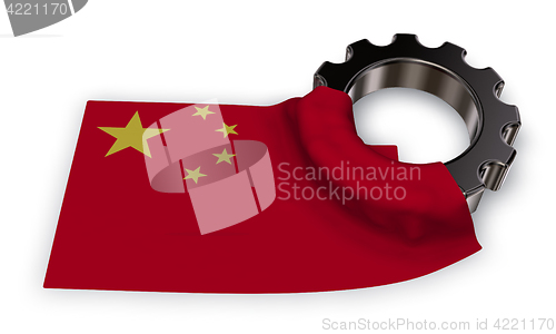 Image of gear wheel and flag of china - 3d rendering