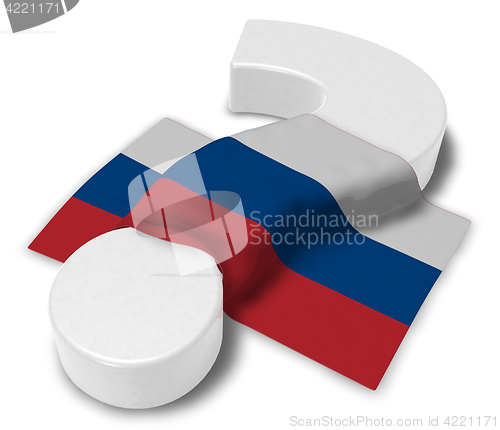 Image of question mark and flag of russia - 3d illustration