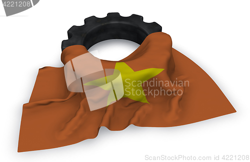 Image of gear wheel and flag of vietnam - 3d rendering